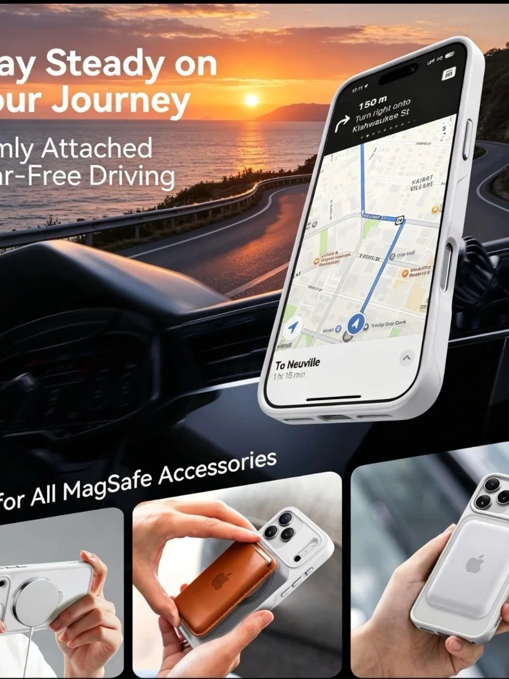 White Magnetic Ring Mount Phone Case for iPhone